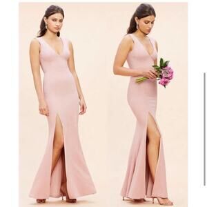 Dress the Population Sandra Plunge Crepe Trumpet Gown